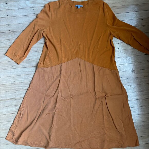 COS Mustard Ochre Midi Twill Knit Dress - Picture 2 of 13